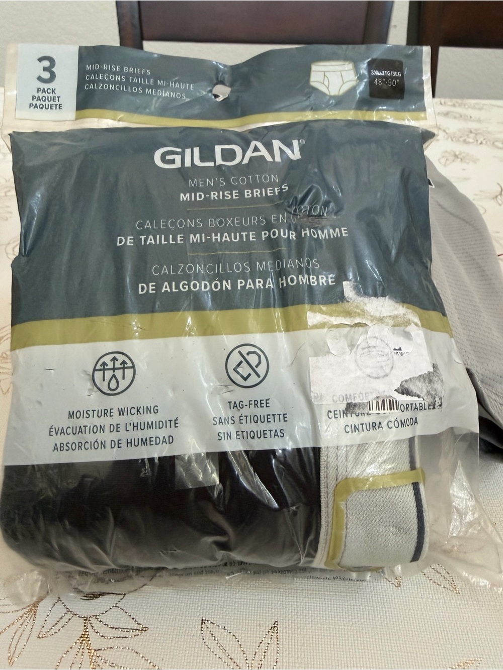 Gildan Men's Cotton Mid-Rise Briefs 3-Pack Size 3XL (48"-50") Underwear New